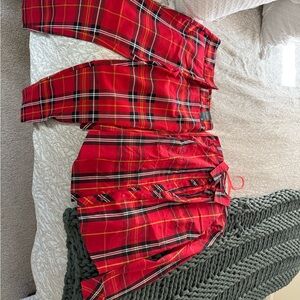 New York & Company Red Plaid Button Down Shirt